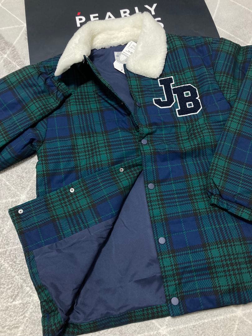 新品 ジャックバニー 2WAYストレッチタフタ ボア襟ブルゾン(4)サイズM/緑