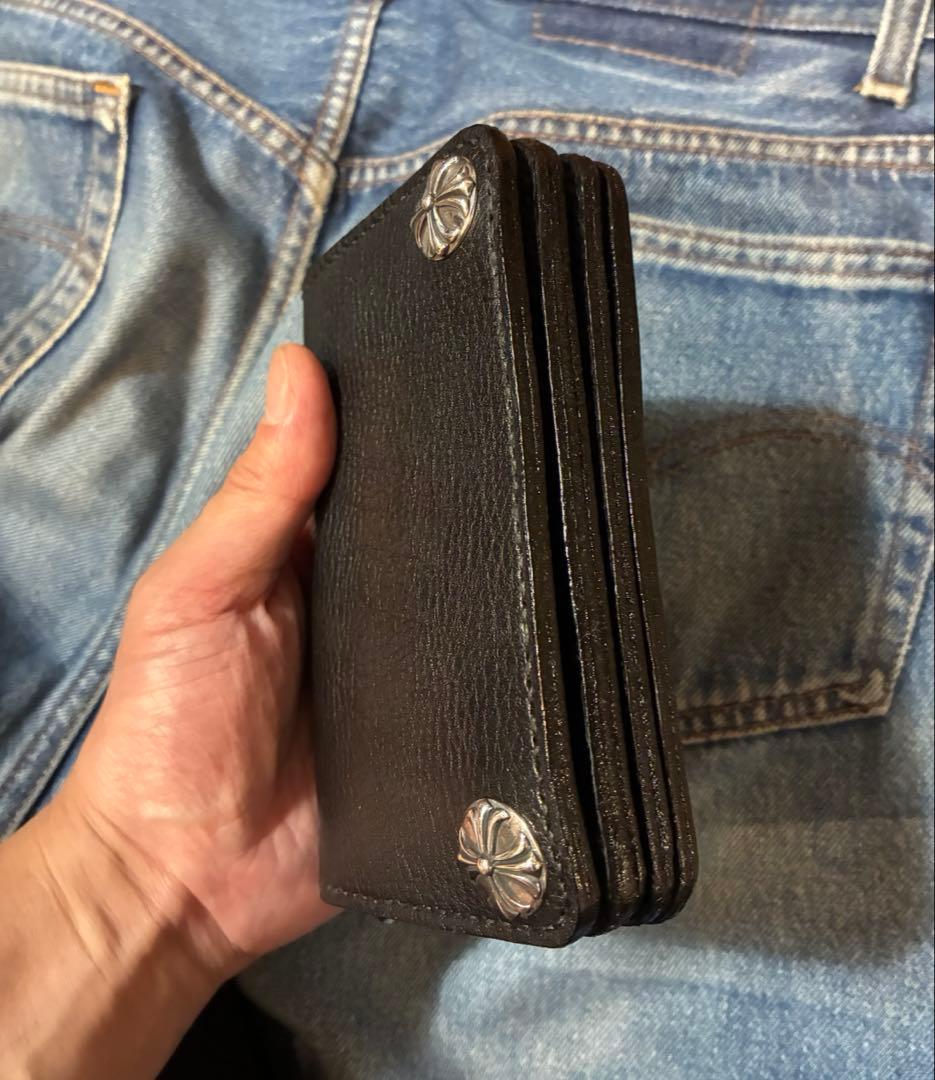 ミドル　トラッカーウォレット　シュリンク　シルバー925クロスボールコンチョ