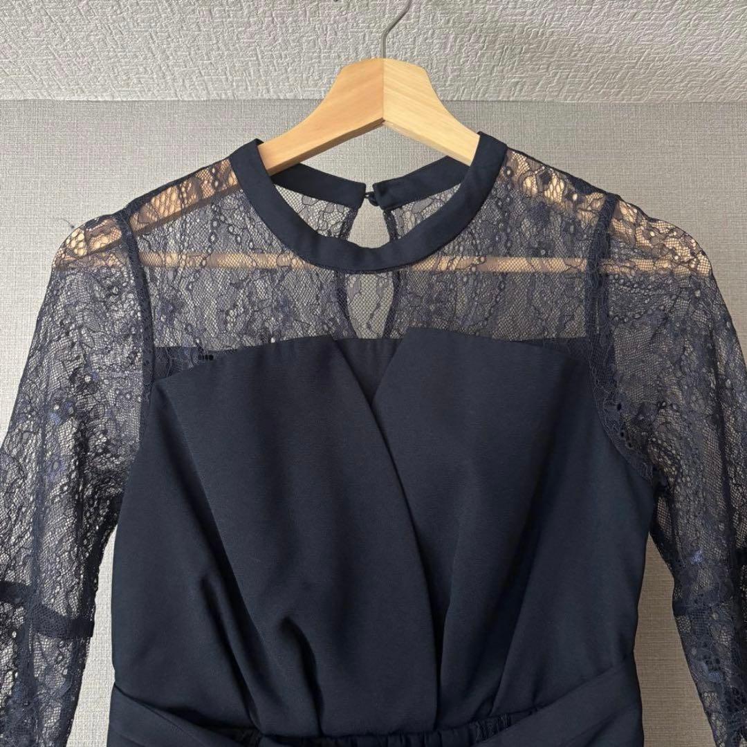 【niana】ビスチェ風ハイネックレース結婚式ワンピース