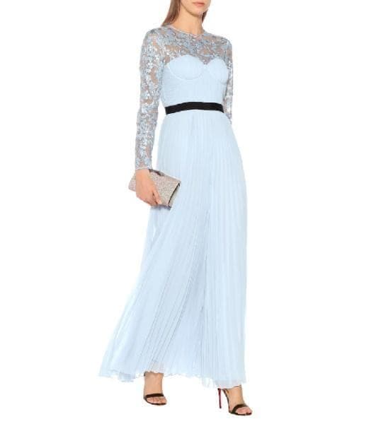 r*e様 セルフポートレイト オールインワン プリーツ レース ライトブルー U