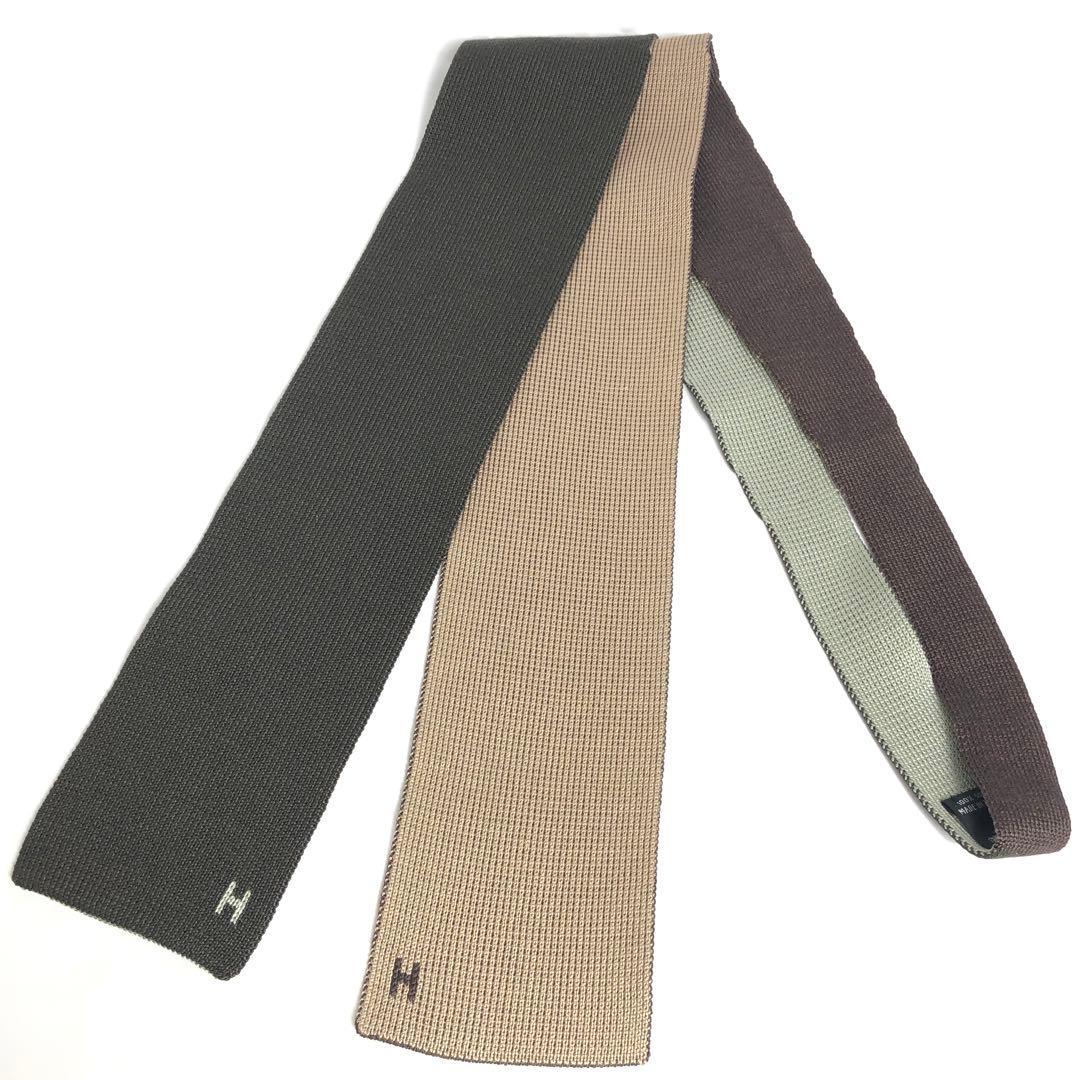 【美品】HERMES エルメス ネクタイ ニットタイ 4WAY キャトルタン 茶