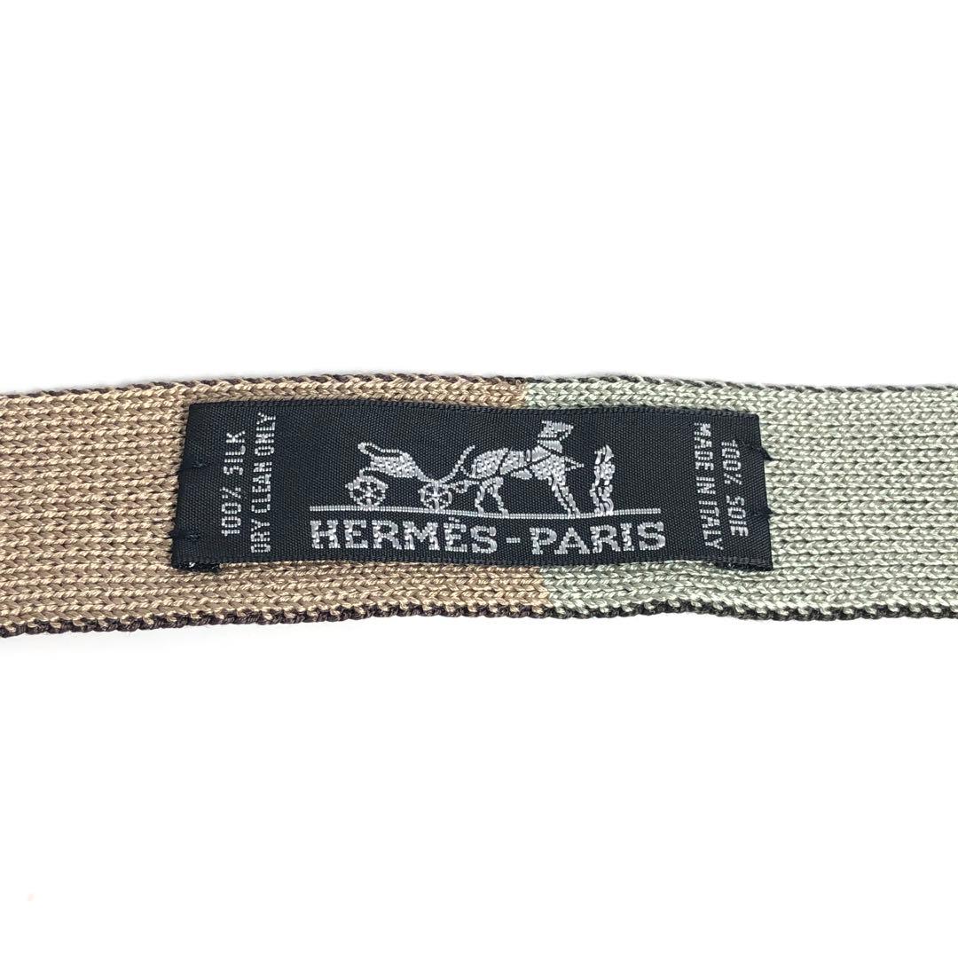 【美品】HERMES エルメス ネクタイ ニットタイ 4WAY キャトルタン 茶