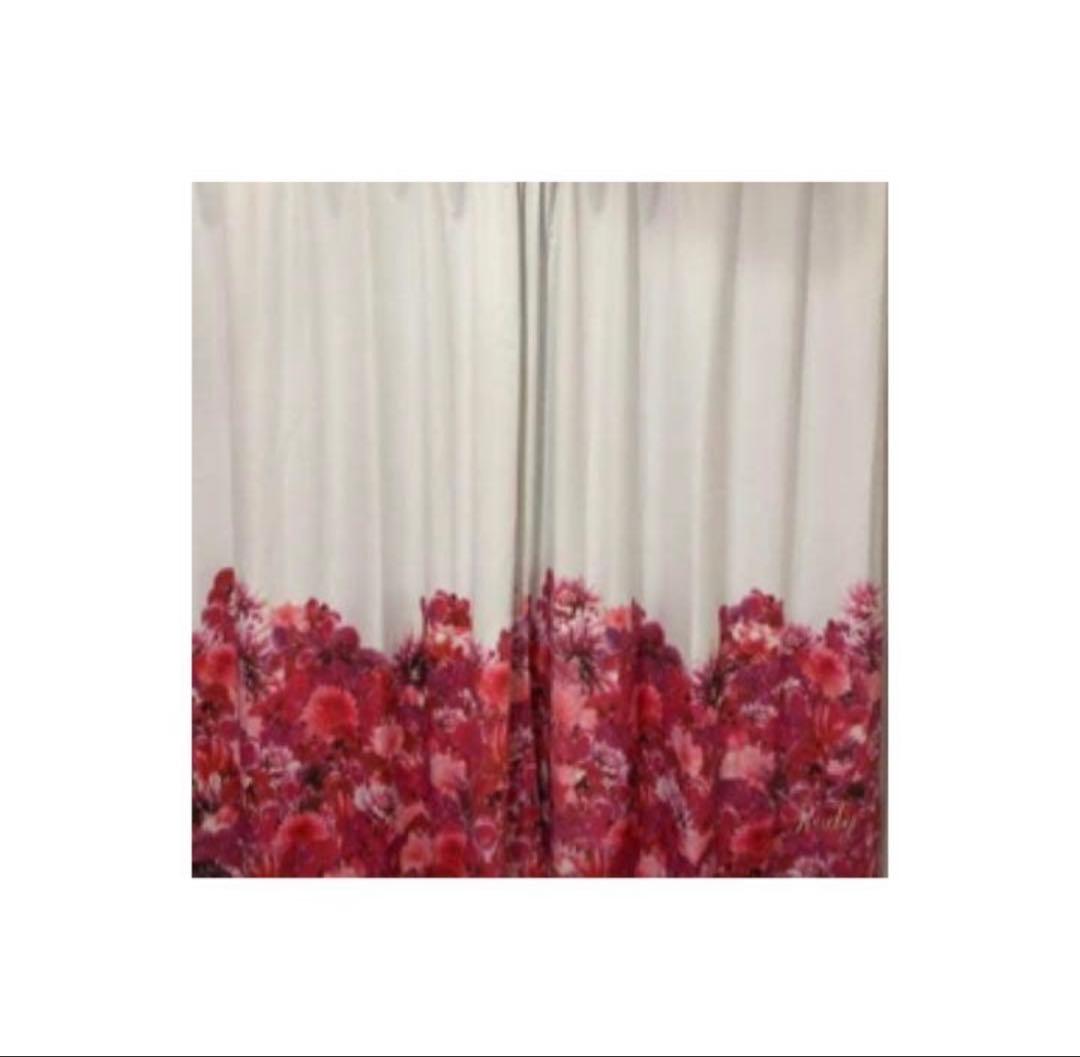 Radyリゾートフラワーカーテンホワイト100×200リゾフラタッセル2点set