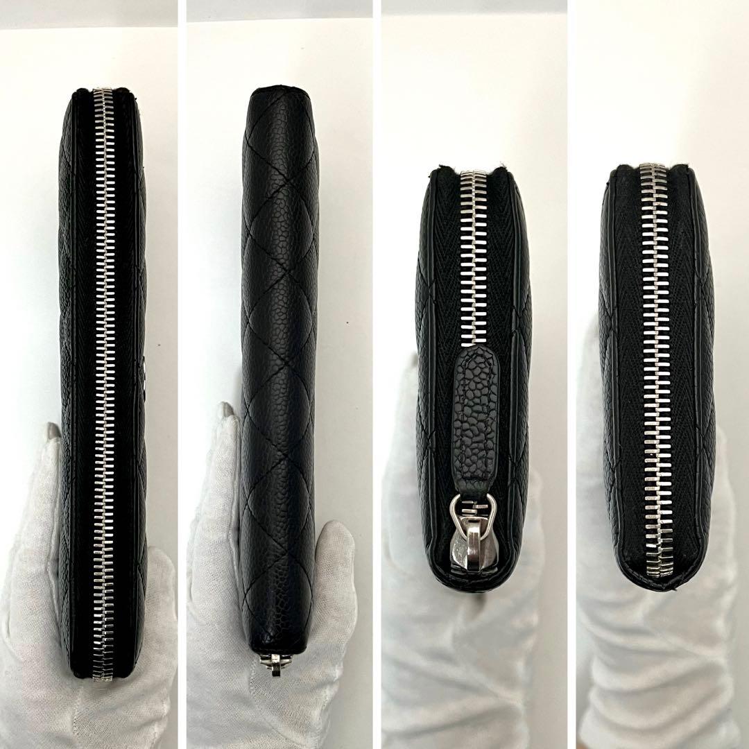 新品付属品完備！シャネル マトラッセ キャビアスキン 長財布 黒 ブラック