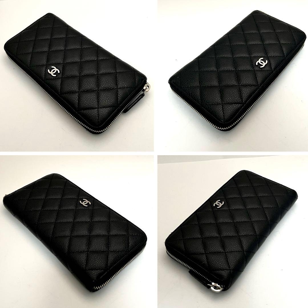 新品付属品完備！シャネル マトラッセ キャビアスキン 長財布 黒 ブラック