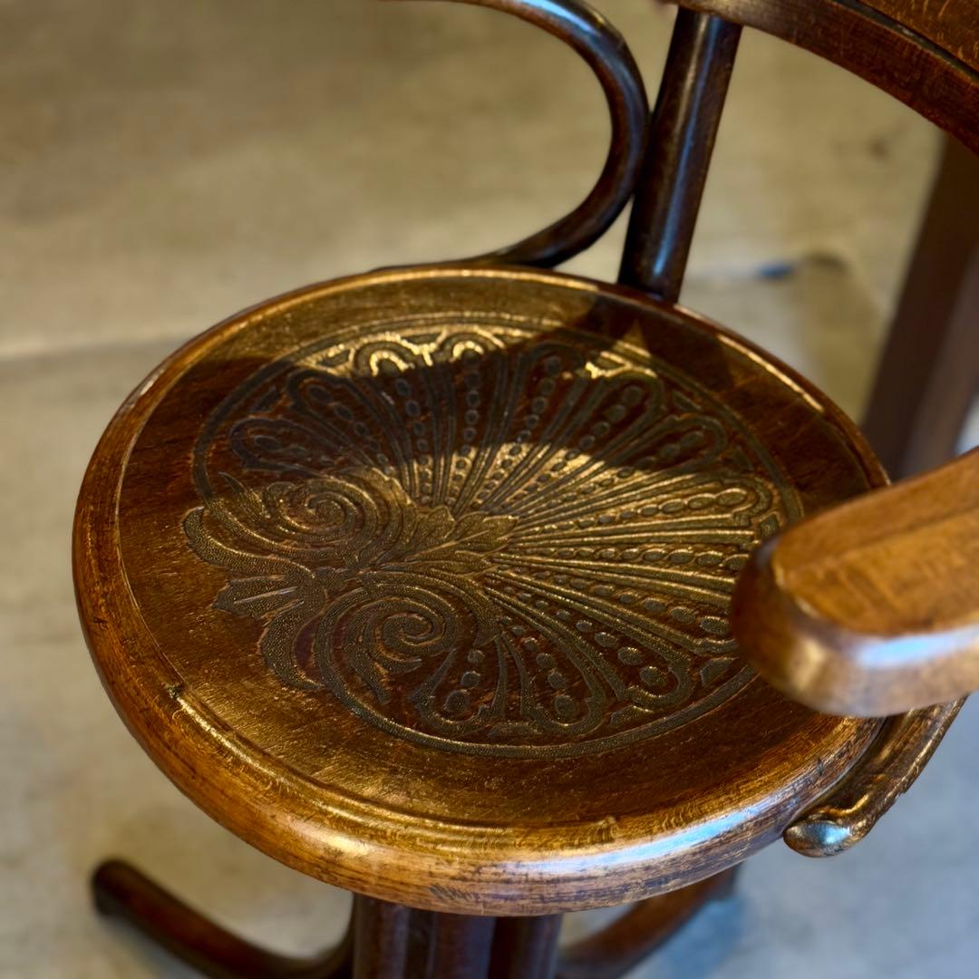 1920s Fischel ベントウッド 昇降式ハイチェア (チェコ製)