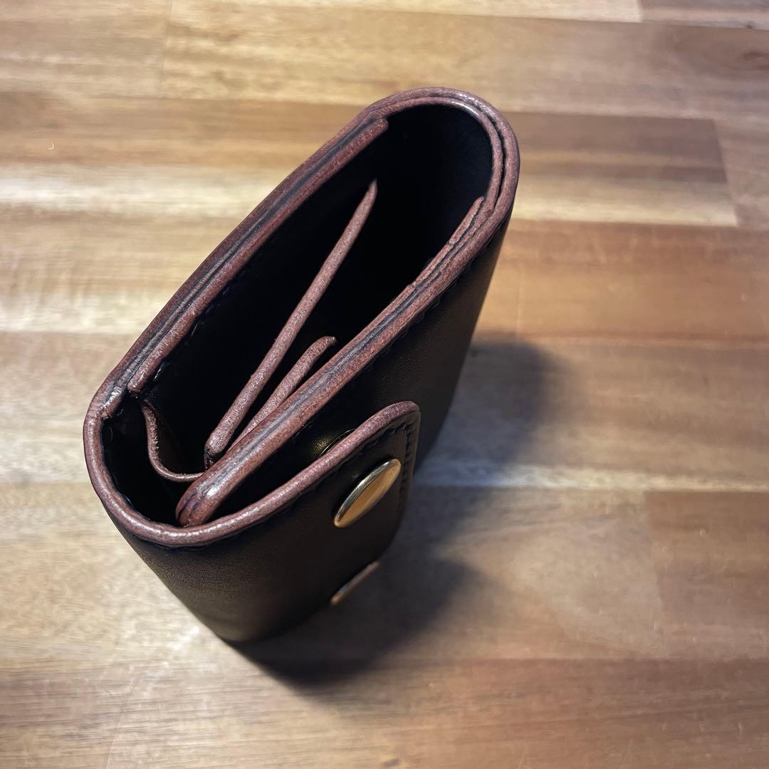 ショートトラッカーウォレット　栃木レザー　オイルレザー　茶芯　丘染めブラック