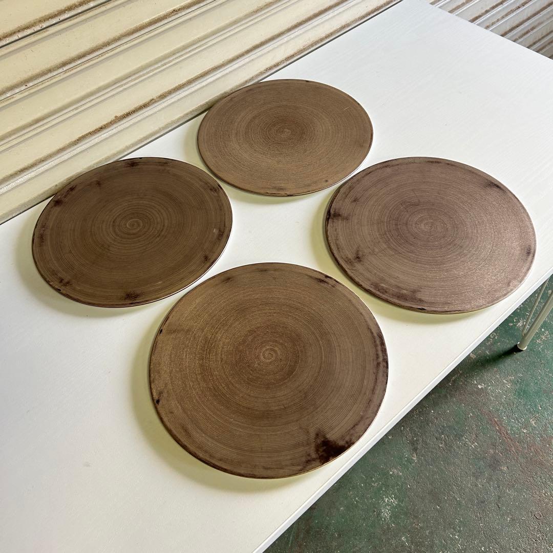 CE69 ★M.STYLE★ お皿 プレート 4枚 平皿 茶色 食器 直径 3