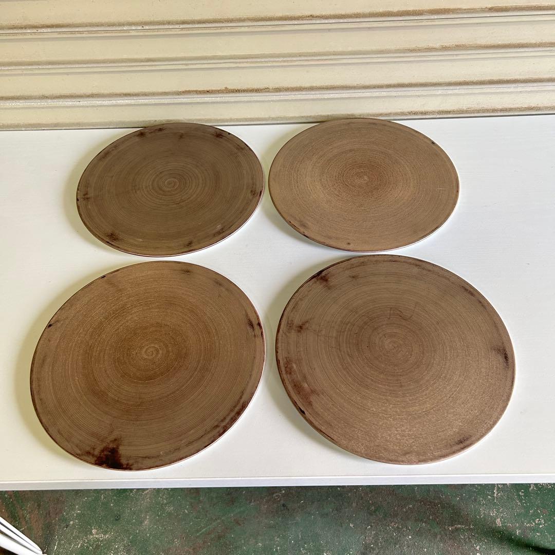 CE69 ★M.STYLE★ お皿 プレート 4枚 平皿 茶色 食器 直径 3