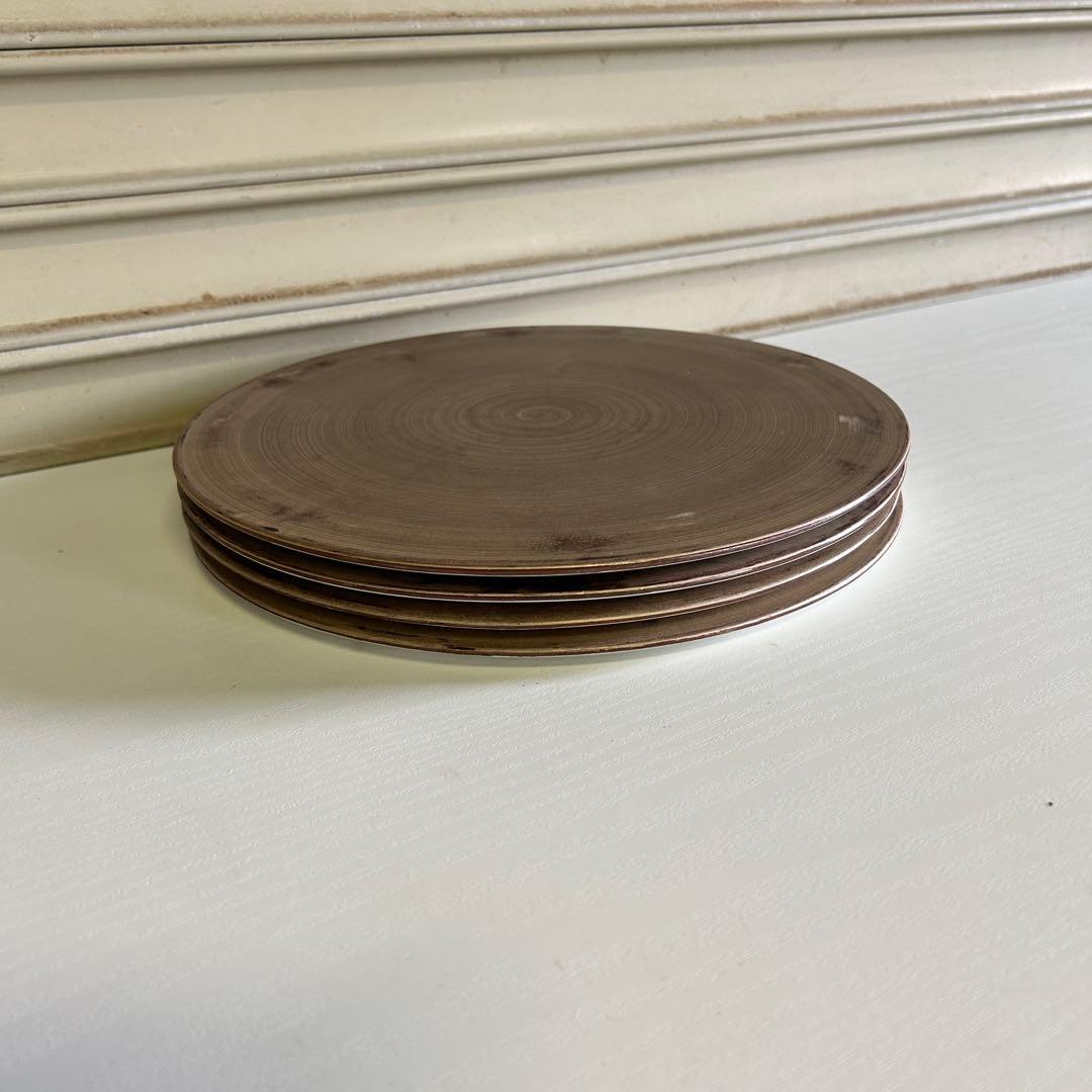 CE69 ★M.STYLE★ お皿 プレート 4枚 平皿 茶色 食器 直径 3