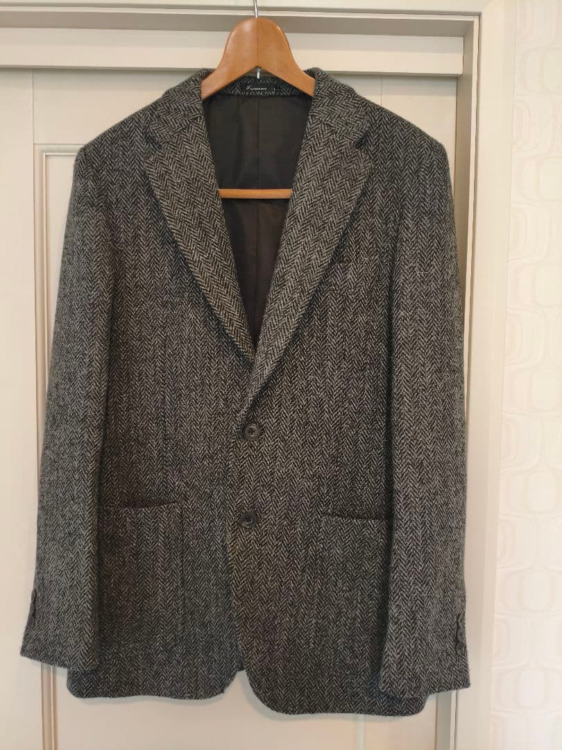 【試着のみ】Harris Tweed ヘリンボーン テーラードジャケット　L