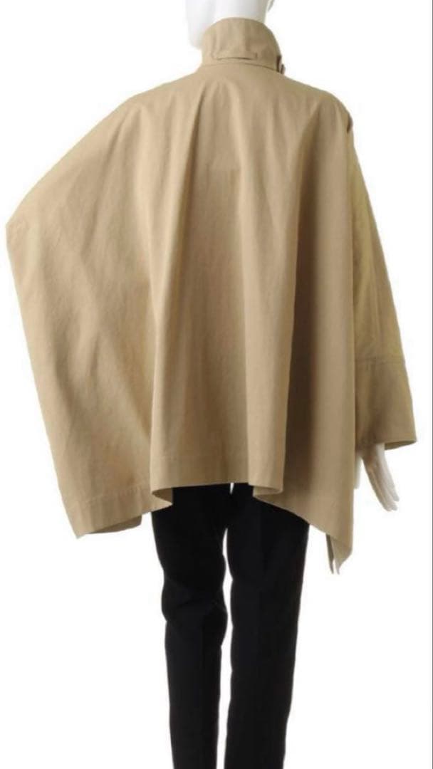 【美品】イレーヴ　ハイカウントコットンギャバジンポンチョ　サイズF ベージュ