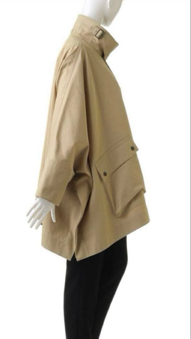 【美品】イレーヴ　ハイカウントコットンギャバジンポンチョ　サイズF ベージュ