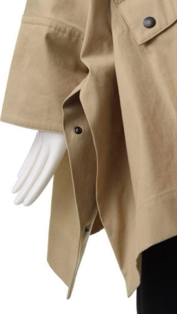 【美品】イレーヴ　ハイカウントコットンギャバジンポンチョ　サイズF ベージュ