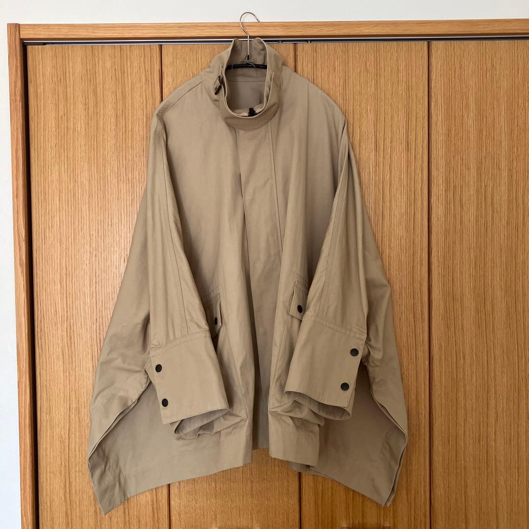 【美品】イレーヴ　ハイカウントコットンギャバジンポンチョ　サイズF ベージュ