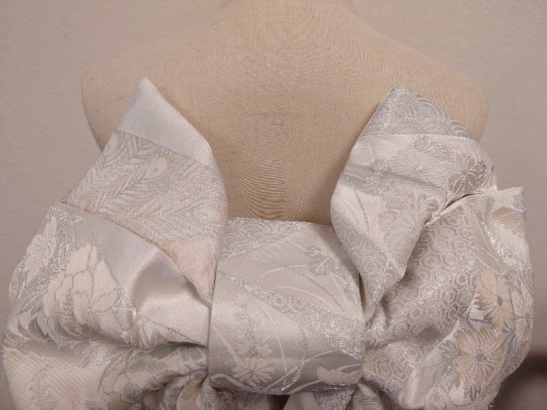 七五三　ハーフ成人式　ジュニア帯　大人用袋帯からの作り帯　1点物　銀白系