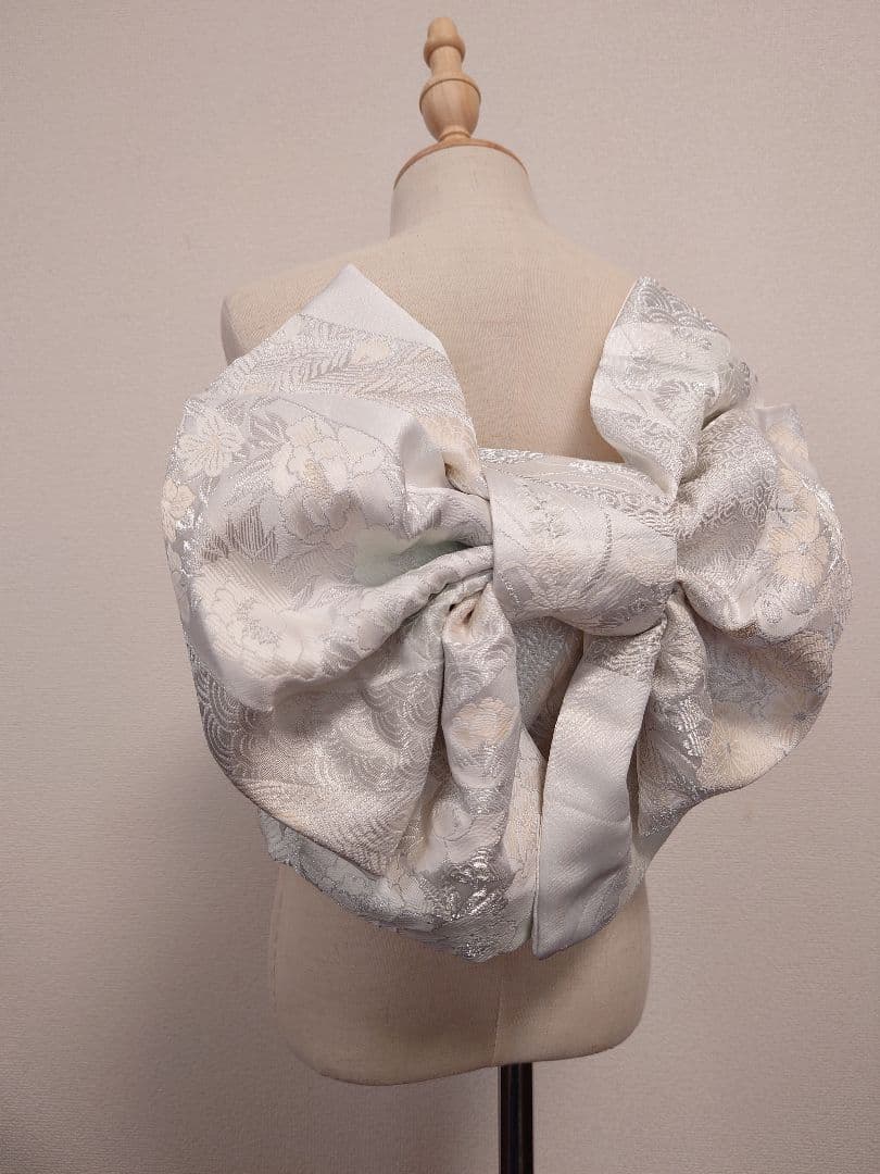 七五三　ハーフ成人式　ジュニア帯　大人用袋帯からの作り帯　1点物　銀白系