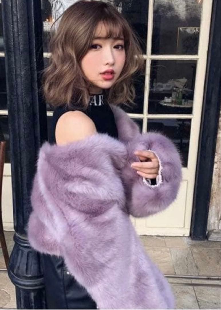 Darich ダーリッチ　パープル　ファー　 ショート　コート　フリーサイズ