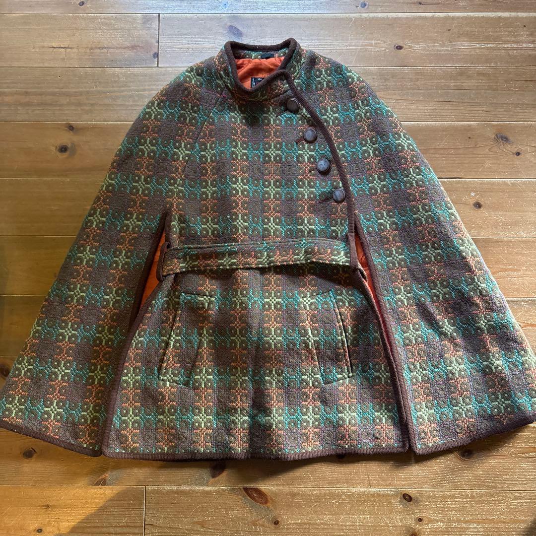 60sビンテージ/Real Welsh Tapestry ケープコート ポンチョ
