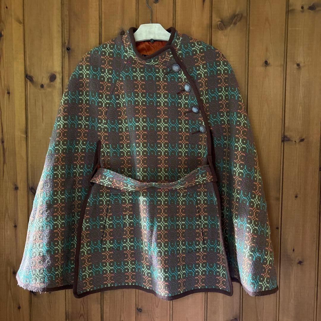 60sビンテージ/Real Welsh Tapestry ケープコート ポンチョ