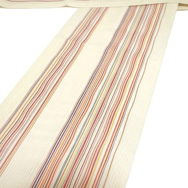 名古屋帯 八寸 本場筑前博多織 博多織 夏物 夏 よろけ縞 新古品 kp2111
