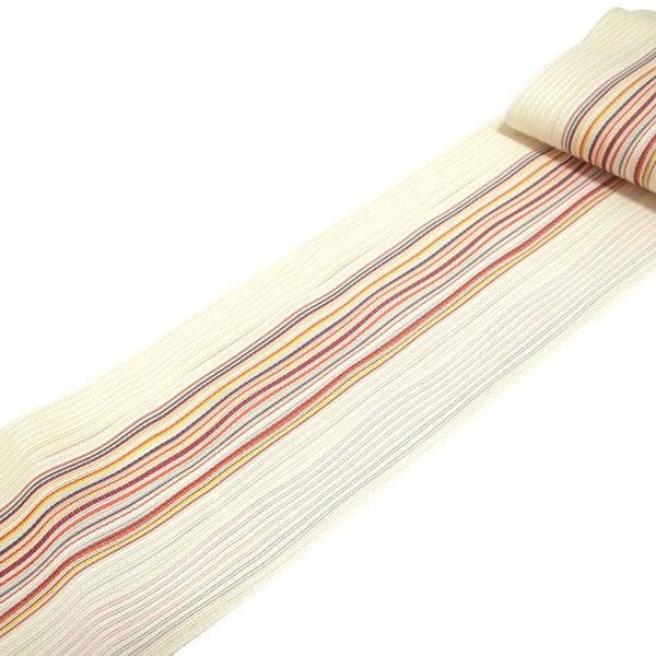 名古屋帯 八寸 本場筑前博多織 博多織 夏物 夏 よろけ縞 新古品 kp2111