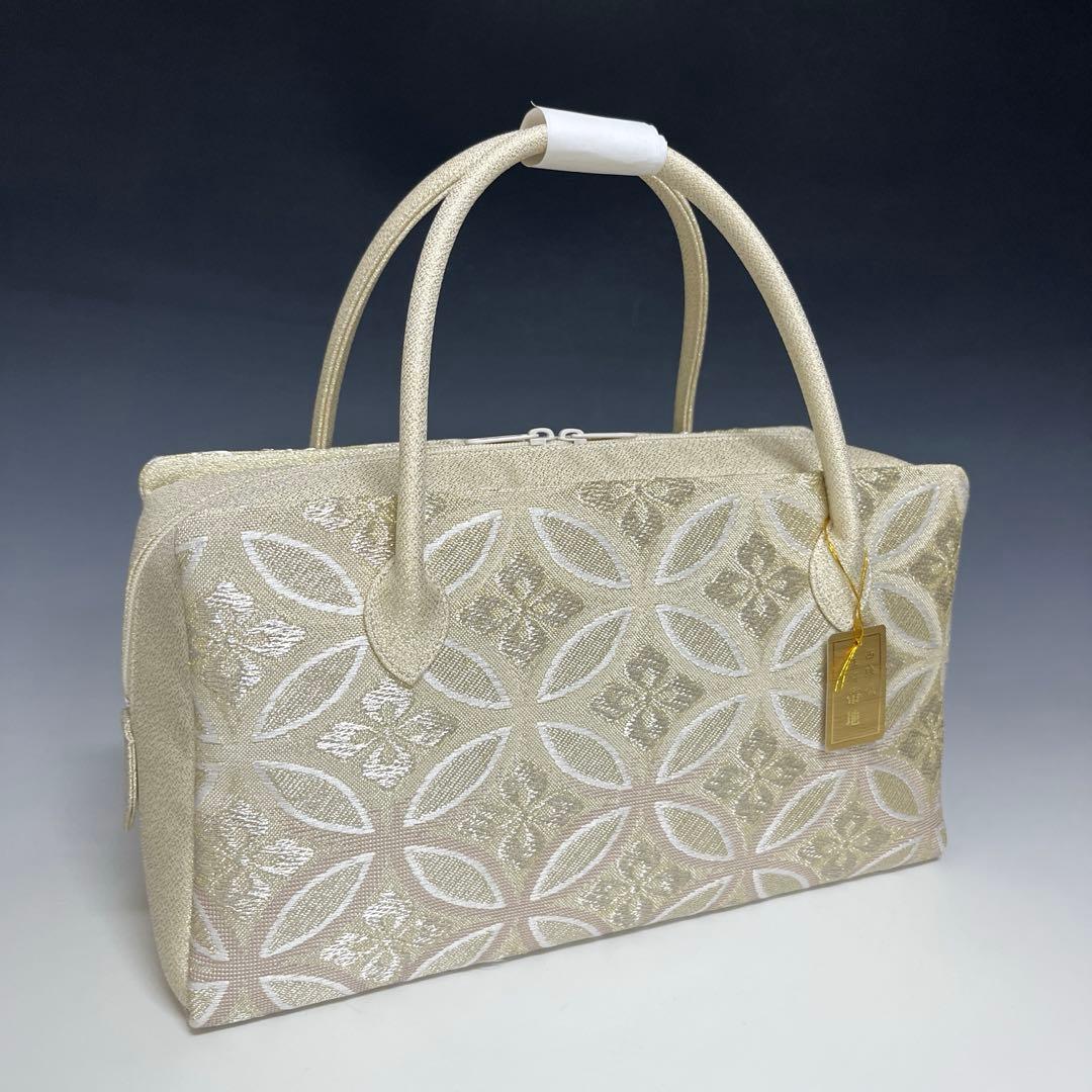 新品未使用品　京都 西陣織正絹帯地使用　利休バッグお茶席　250311