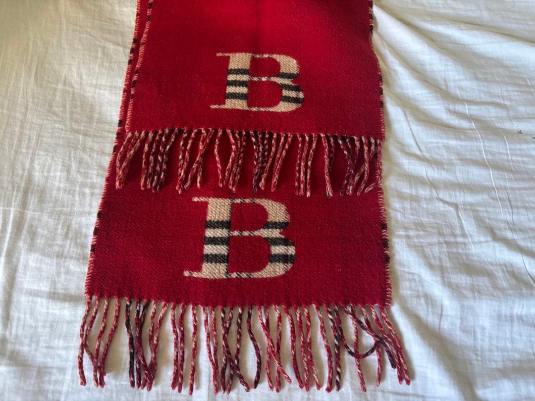 Burberry リバーシブル チェック　マフラー　赤　バーバリー　カシミヤ混