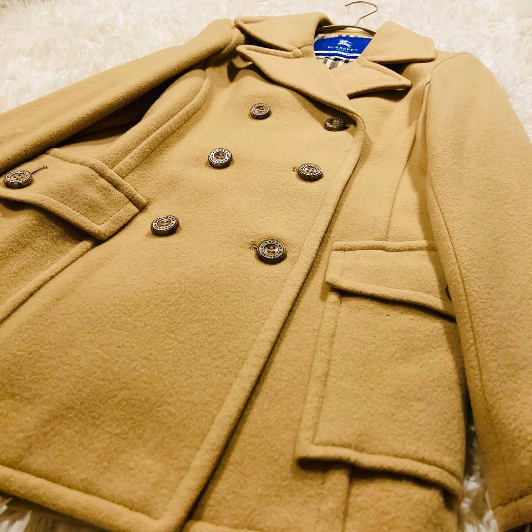 美品★バーバリー ウール ピーコート ダブルブレスト ノバチェック M