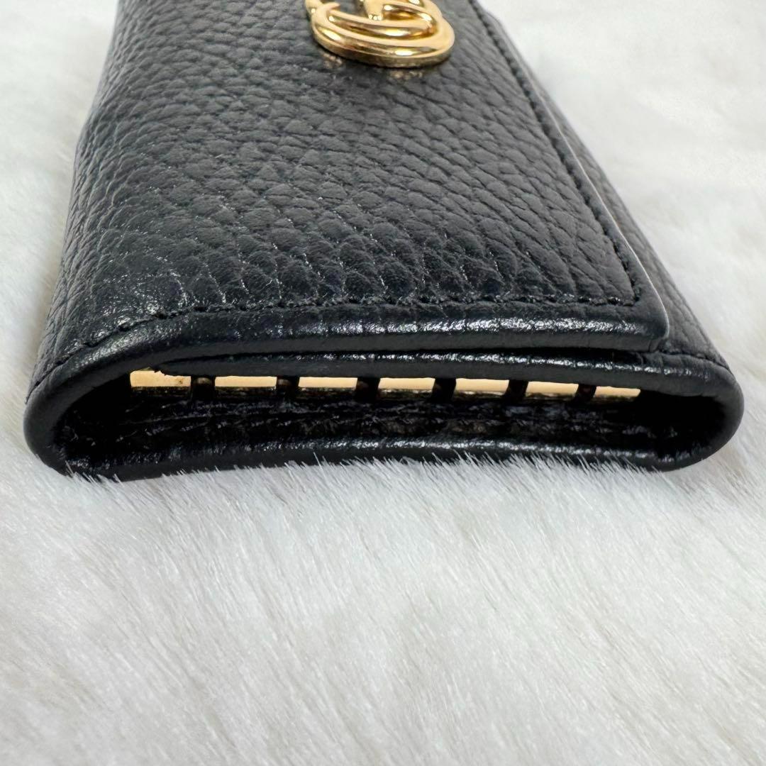 GUCCI グッチ GGマーモント レザー 6連キーケース ブラック ×ゴールド