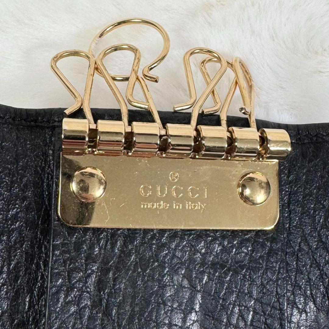 GUCCI グッチ GGマーモント レザー 6連キーケース ブラック ×ゴールド