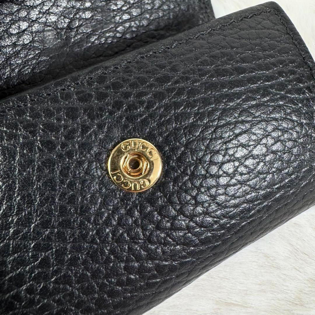 GUCCI グッチ GGマーモント レザー 6連キーケース ブラック ×ゴールド