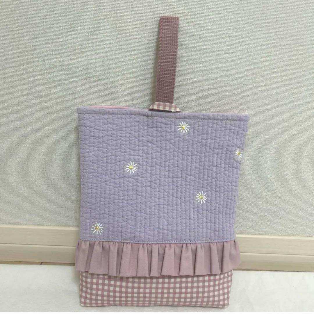 入園入学セット　【マーガレットヌビ×くすみピンク】　女の子　レッスンバッグ　紫