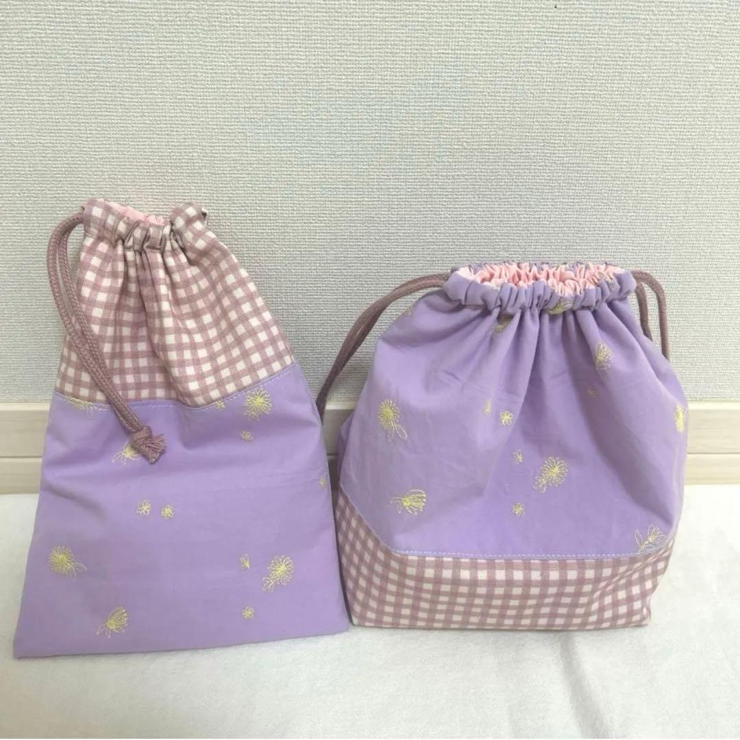 入園入学セット　【マーガレットヌビ×くすみピンク】　女の子　レッスンバッグ　紫