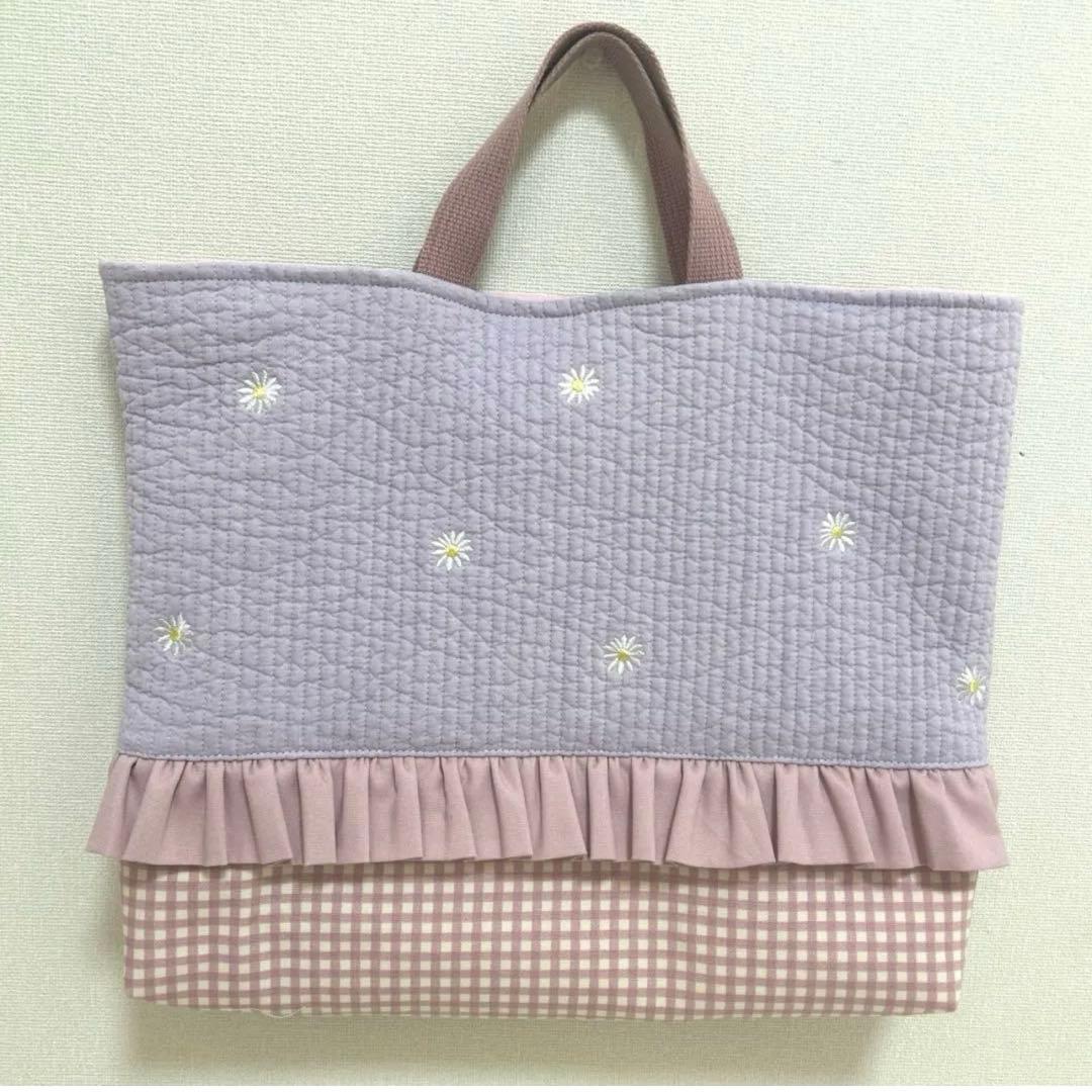 入園入学セット　【マーガレットヌビ×くすみピンク】　女の子　レッスンバッグ　紫