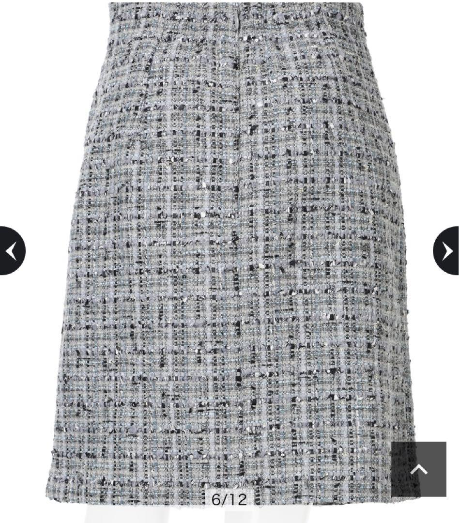 【新品】アプワイザーリッシェ ラップ風ツイードスカート ライトグレー　M