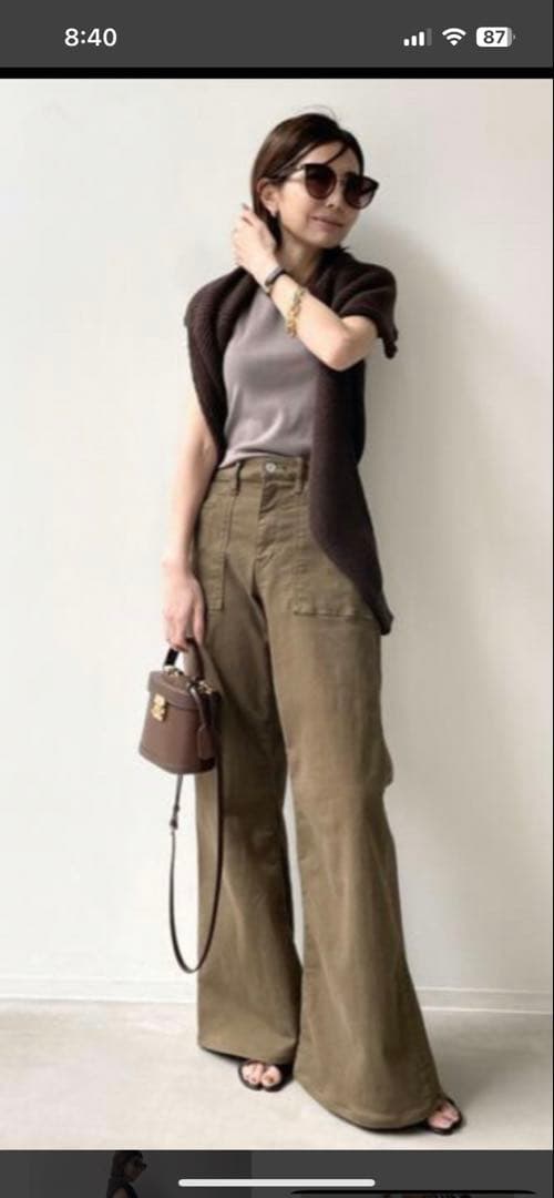 カーゴパンツ ワイドレッグ オリーブ XS