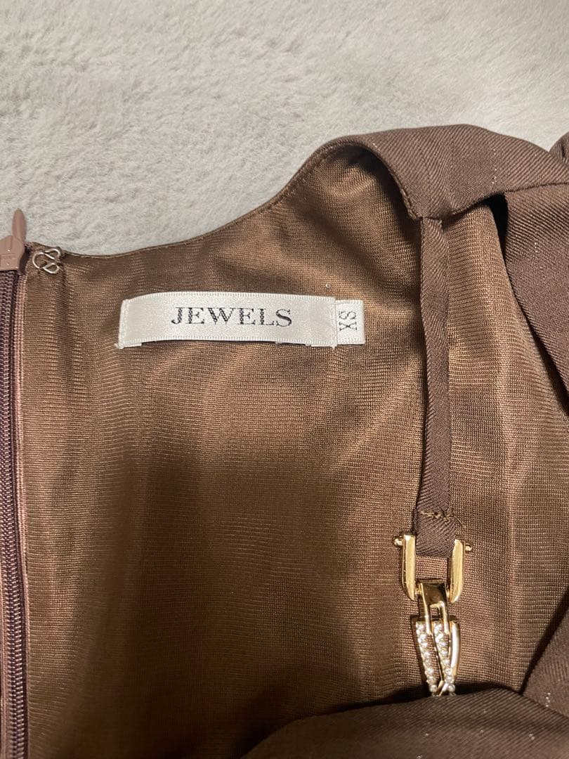 フロントジップミニドレス ブラウン