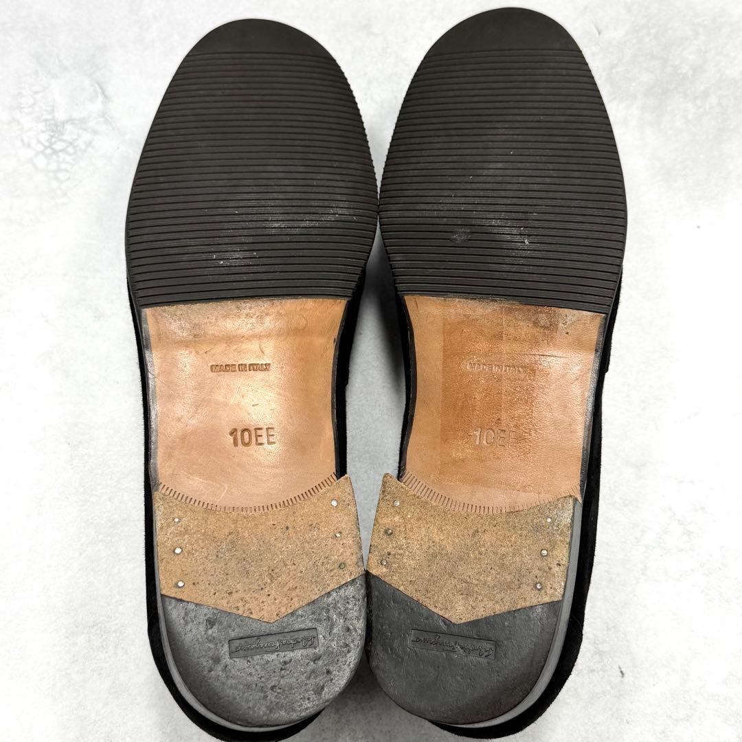 フェラガモ メンズ ローファー 28cm ガンチーニ スエード ブラック 黒