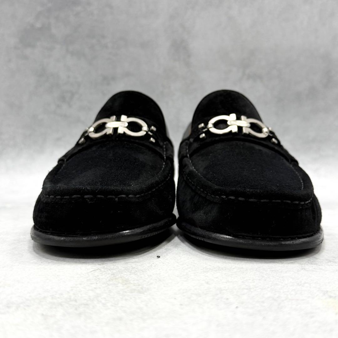 フェラガモ メンズ ローファー 28cm ガンチーニ スエード ブラック 黒