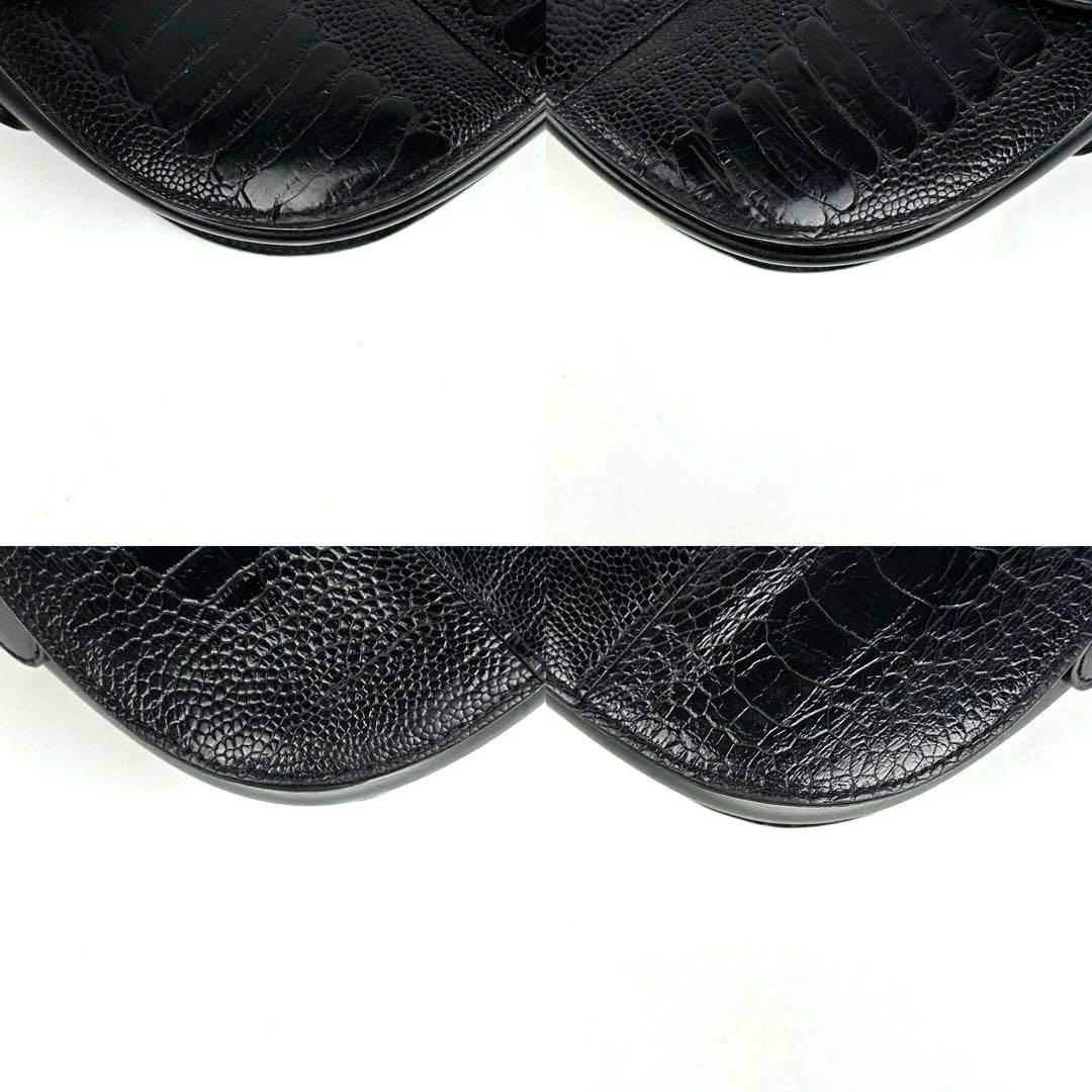 【美品】イヴサンローラン　ショルダーバッグ　オーストレッグ　クロコ　レザー　黒色