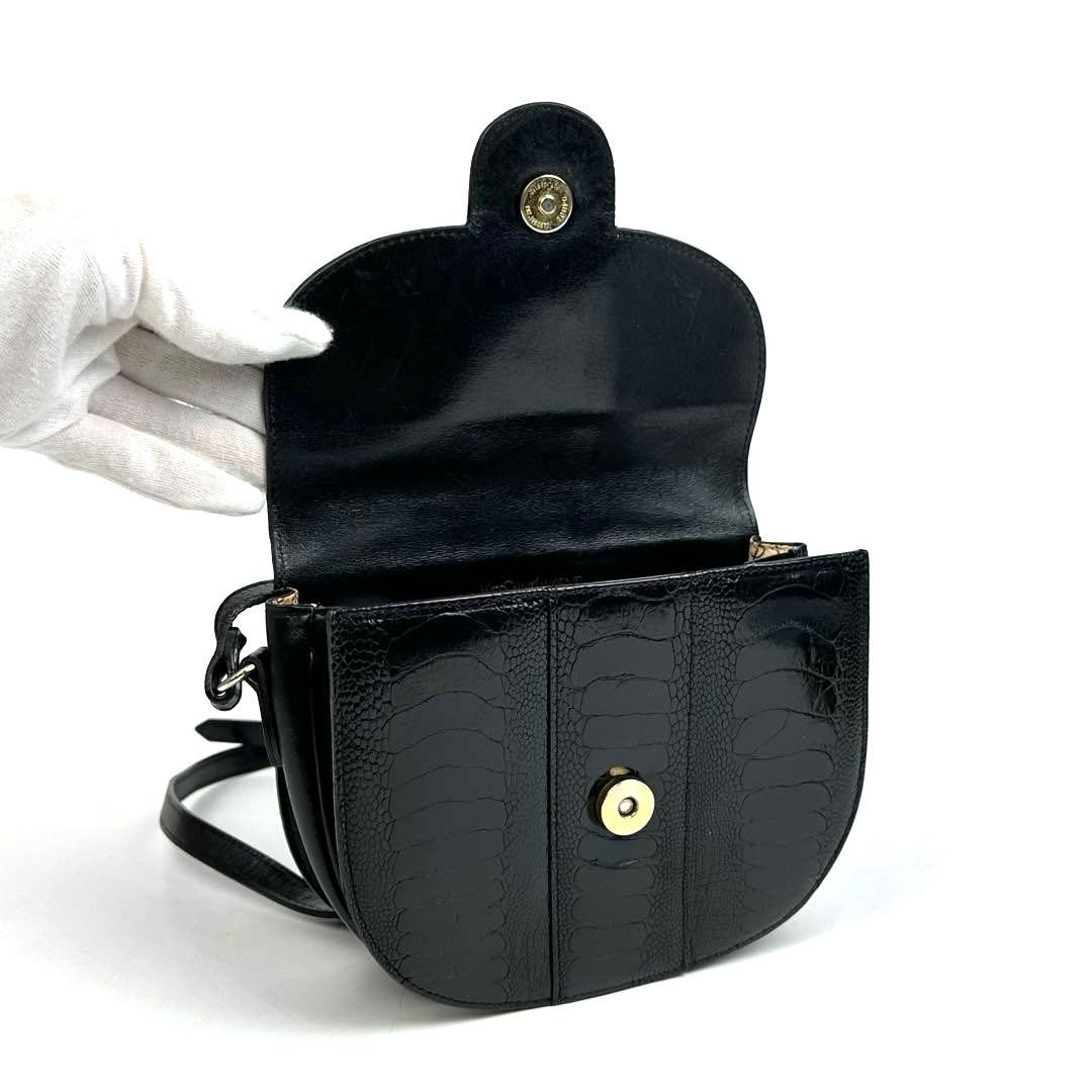 【美品】イヴサンローラン　ショルダーバッグ　オーストレッグ　クロコ　レザー　黒色