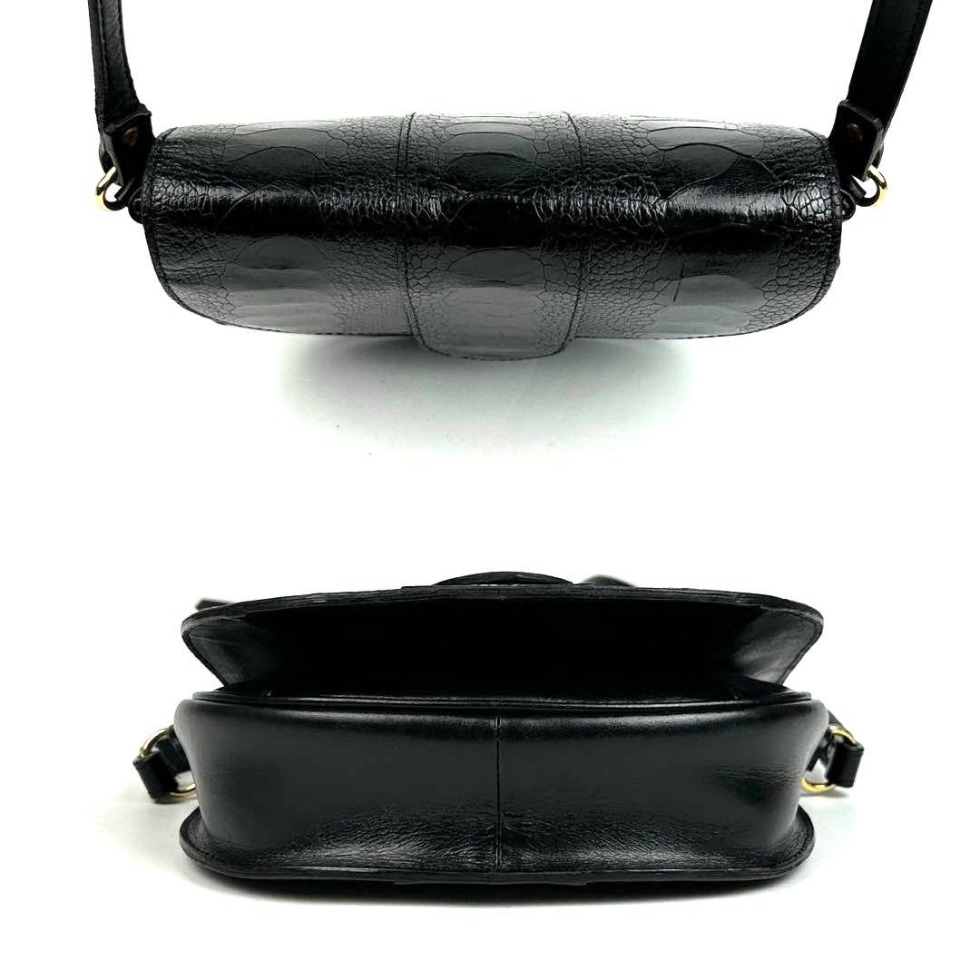 【美品】イヴサンローラン　ショルダーバッグ　オーストレッグ　クロコ　レザー　黒色