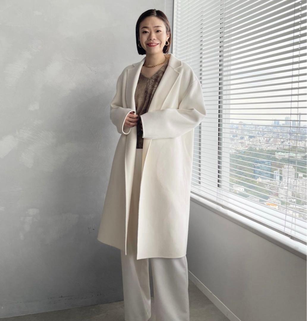 23AW セオリー カシミヤ混　ダブルフェイス チェスター　ロングコート