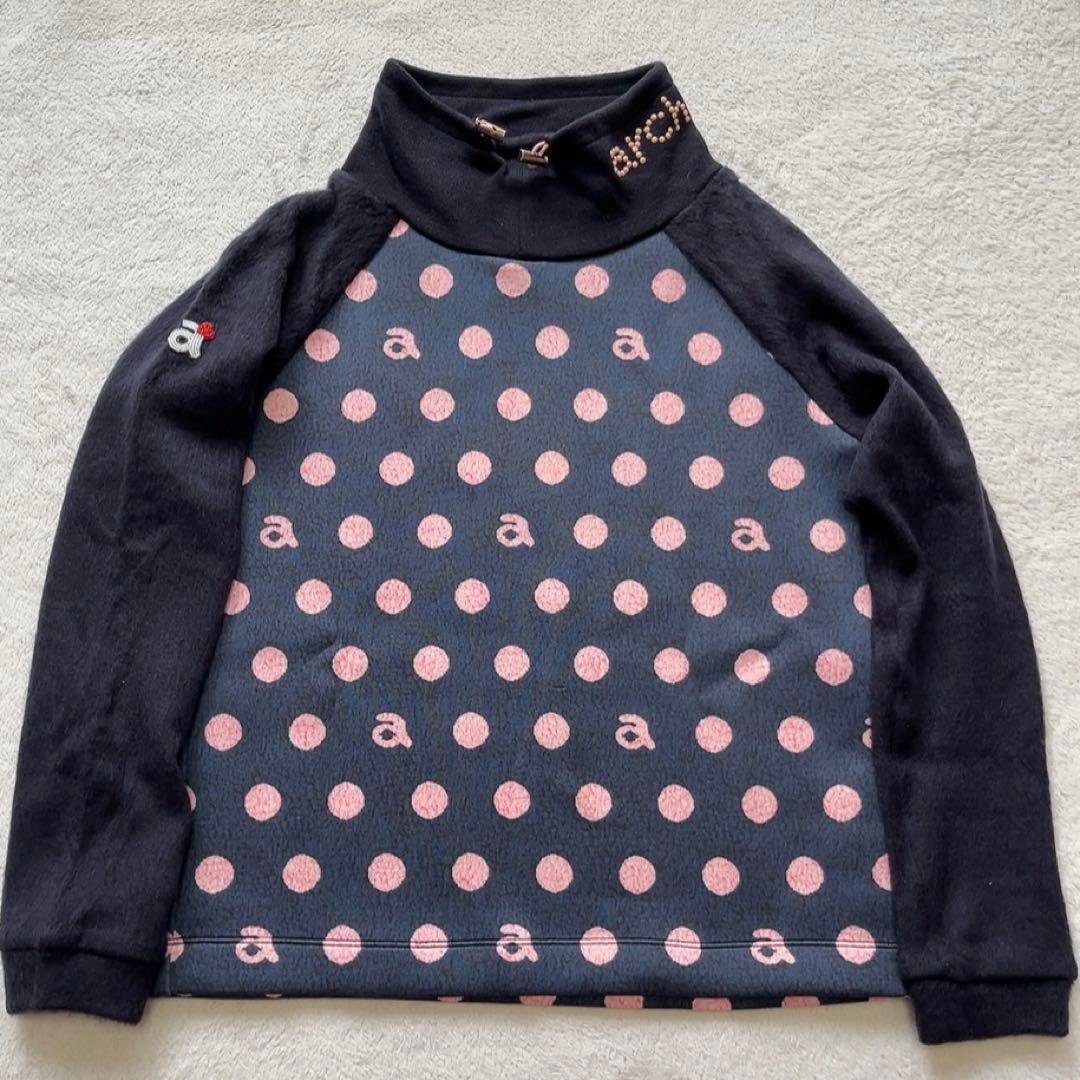 美品　アルチビオ　セットアップ　モックネック　スカート　水玉　ドット　ネイビー