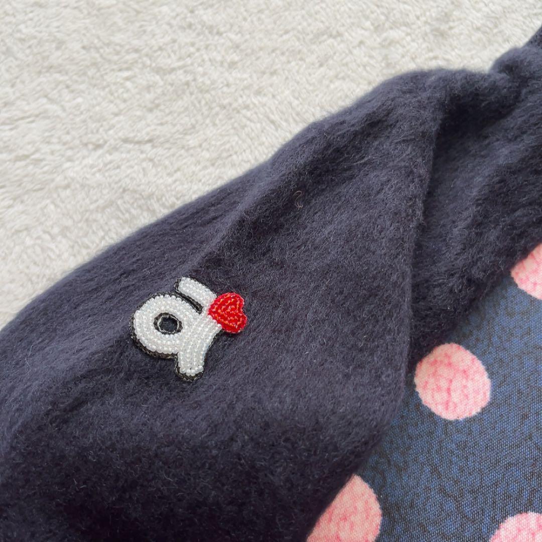 美品　アルチビオ　セットアップ　モックネック　スカート　水玉　ドット　ネイビー