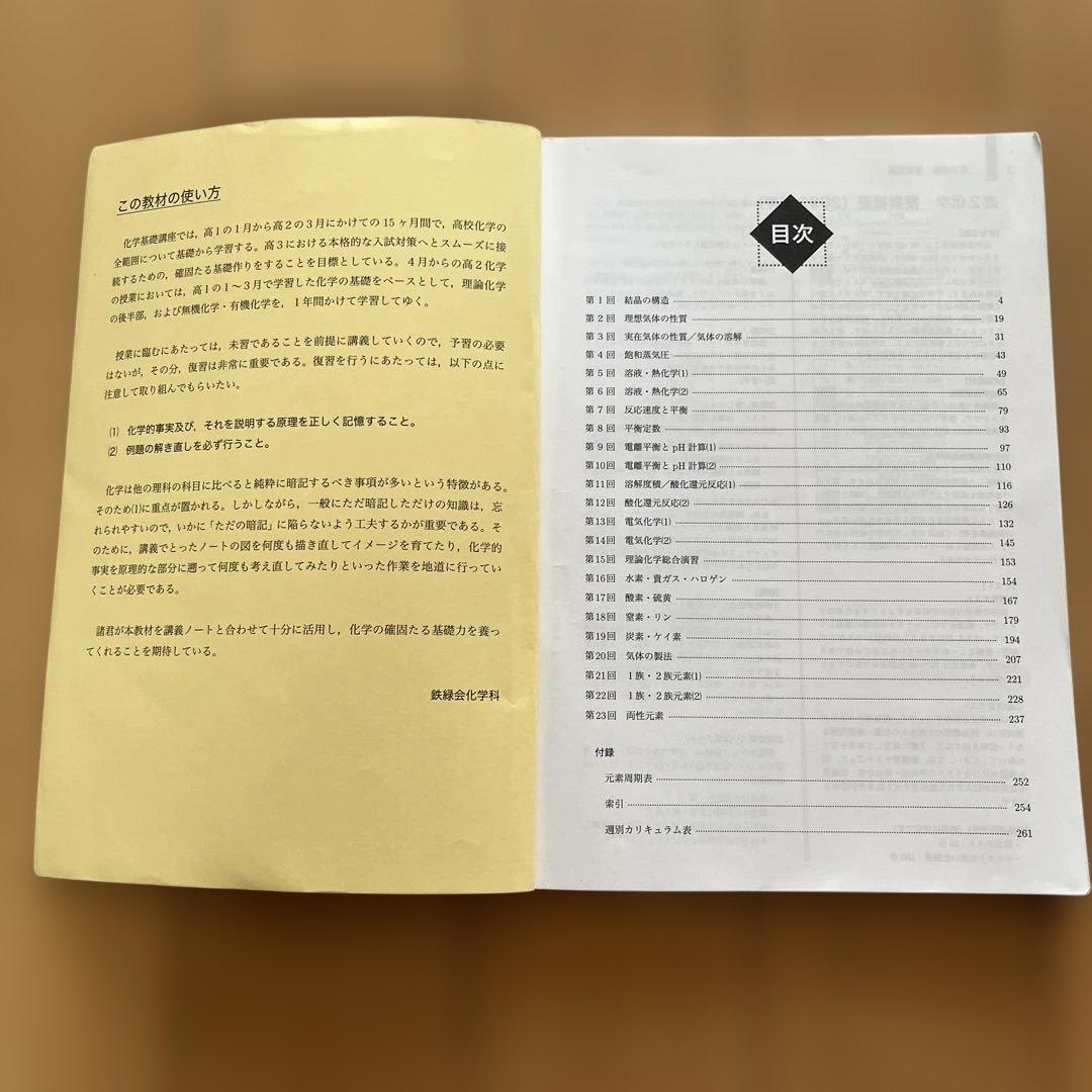 鉄緑会高1、高2化学　テキスト一式