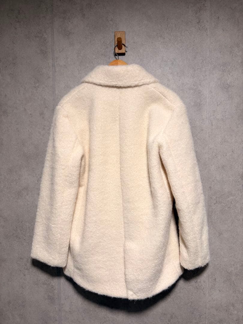 ZARA ザラ ブークレダブルブレストミディ丈コート XS