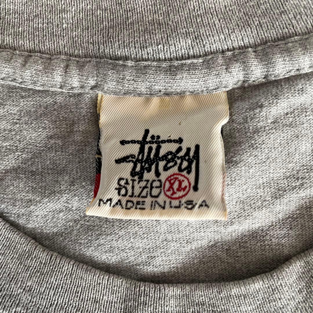 Old Stussy 90年代前期白タグ シャドウマン グレー Tシャツ XL