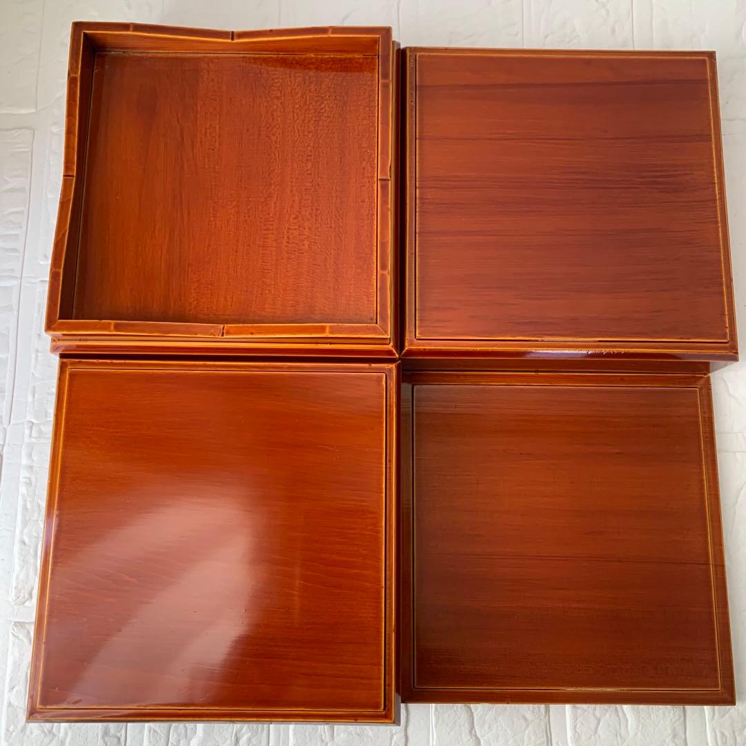 飛騨春慶　茶色 漆器 3段重箱 松澤漆器店　お正月